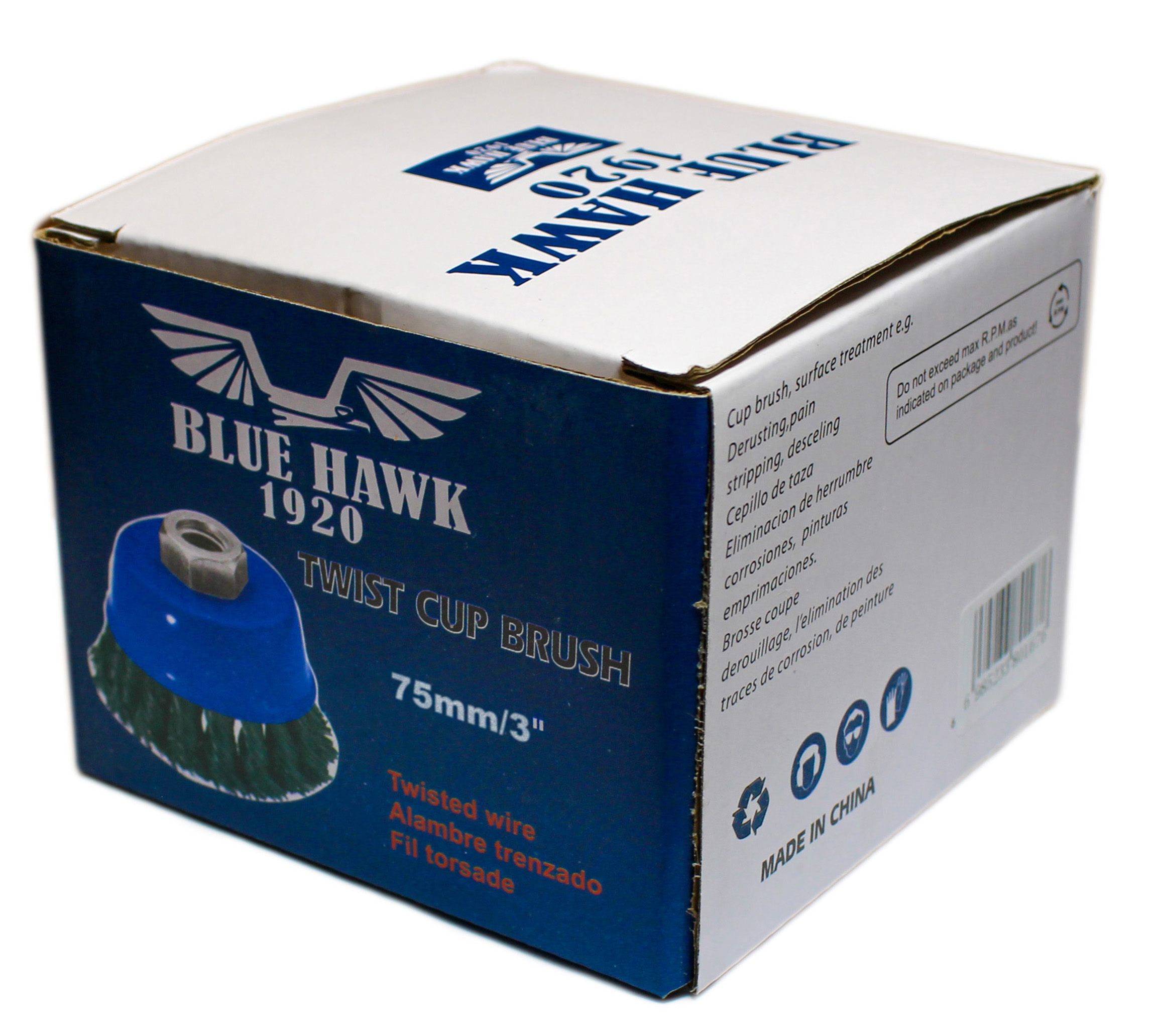 Twisted Cup Brushes (S.S.) Blue Hawk 3”*10 Mm